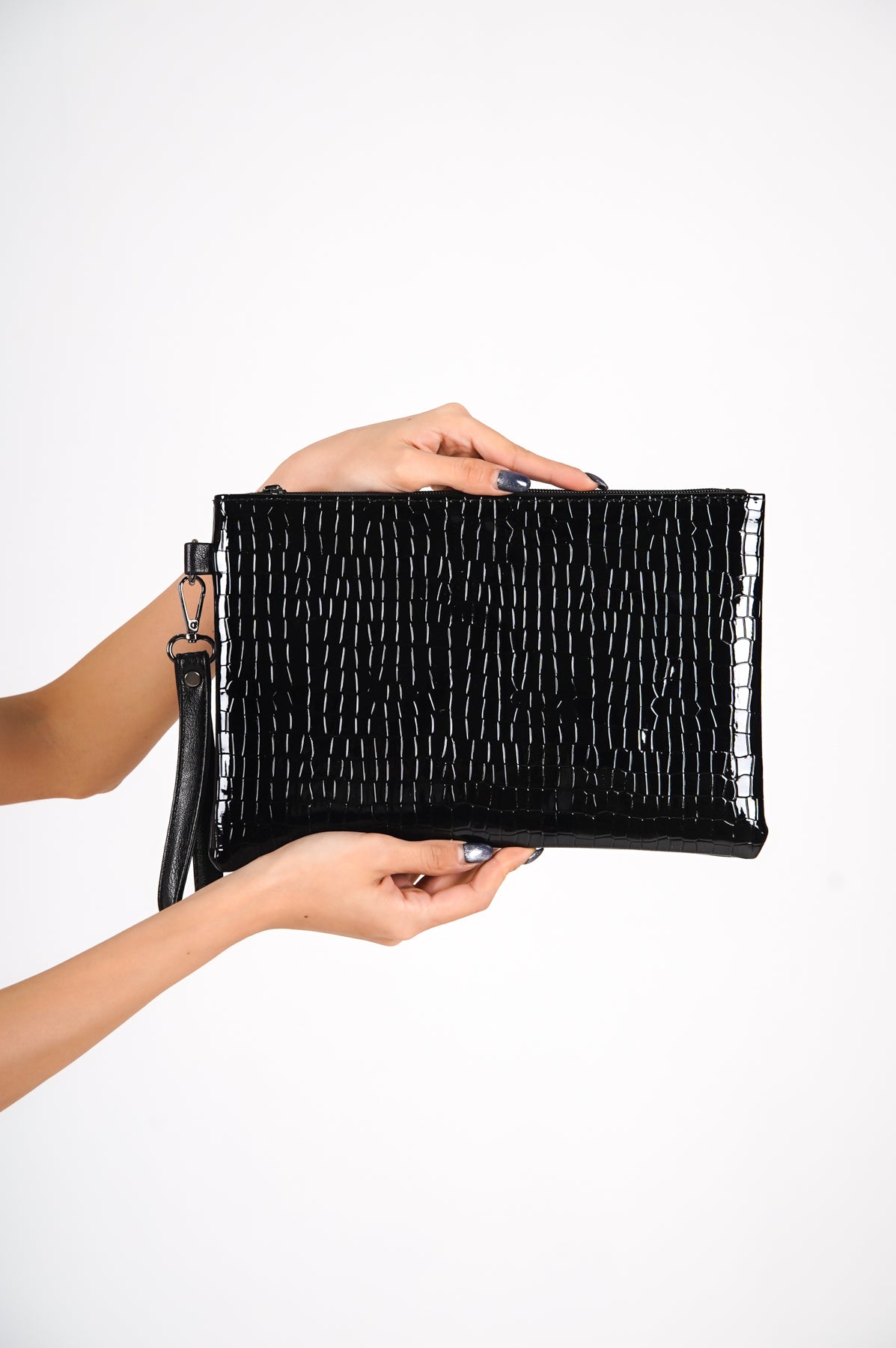 Rugan Kroko Desenli Paris Kadın Clutch Çanta