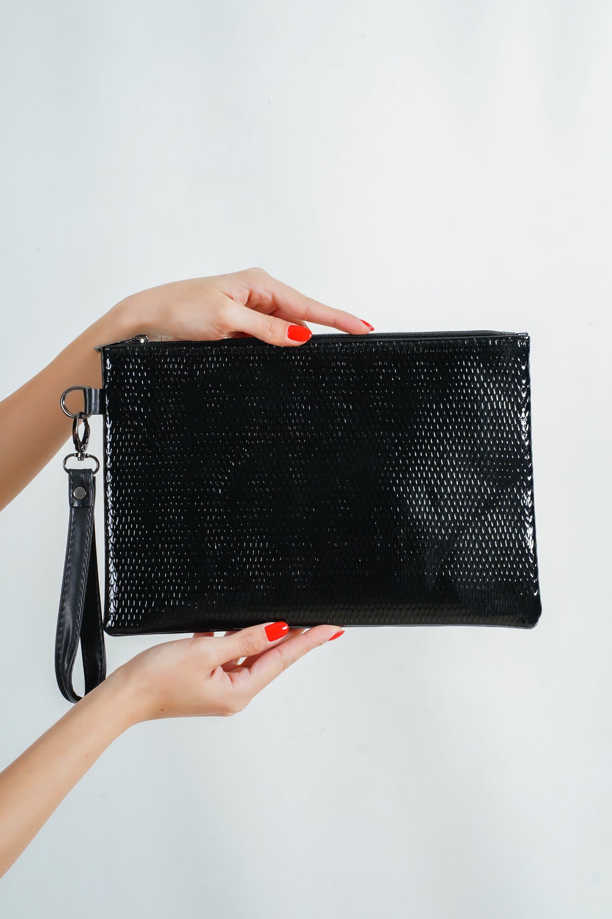 Rugan Yılan Desenli Paris Kadın Clutch Çanta