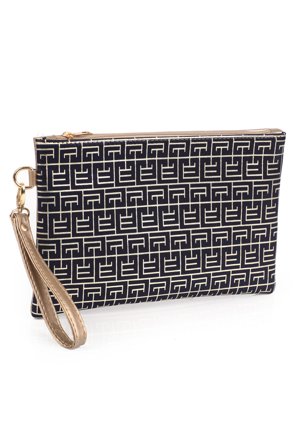 Saten Labirent Desenli Paris Kadın Clutch Çanta