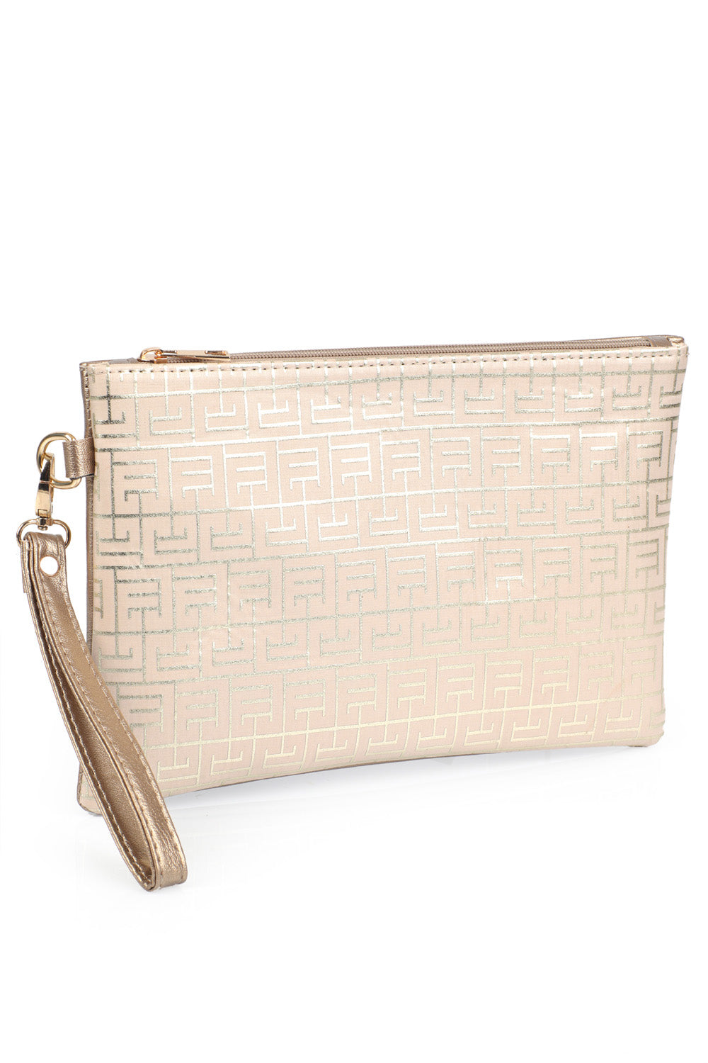 Saten Labirent Desenli Paris Kadın Clutch Çanta